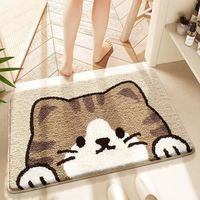 Tapis de sol en cachemire tendance, mignon, absorbant, lavable à la main, style Ins, forme d'alien, dessin animé, pour salle de bain, chambre, toilettes, entrée, salon