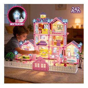 Casa de Muñecas de Plástico de Lujo, Mansión de Princesa, Juego de Construcción DIY, Dormitorio, Baño, Cocina, Balcón, Ascensor, Muebles, Regalo para Niños - Product Image 4