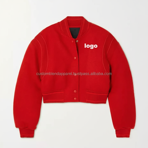 ชุดวอร์มแขนยาวสำหรับผู้หญิงเสื้อบอมเบอร์ลำลองมีกระดุมติดโลโก้ - Product Image 1
