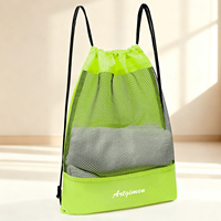 Sac à dos en filet à cordon de serrage respirant, séchage rapide, léger, grande capacité pour la gym, la natation, le basketball, le football - Commande en gros
