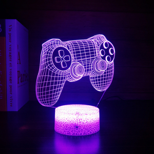 Custom Blue 3D Game Console Icon LED Bedside Nightlight Ambience Table Lamp with Remote Control <b>for</b> Game Room & Bedroom - Product Image 4