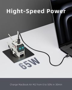 Cargador USB C GravaStar 65W Alpha65 Robot, Cargador <span class=keywords><strong>GaN</strong></span> Rápido, Adaptador Plegable de 3 Puertos, Cargador USB C Compacto y Plegable - Product Image 2