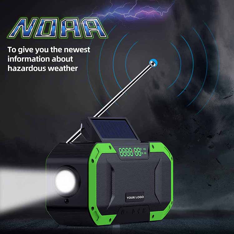 Camping survival waterproof power bank flashlight FM/AM outdoor emergency DF-580B solar hand-cranked radio pic 5
