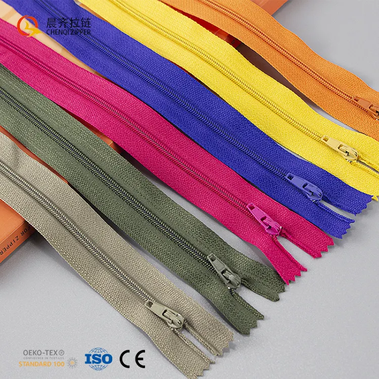 Chenqi Bán Buôn Giao Hàng Nhanh Chóng Chất Lượng Cao 20 Cm Cổ 3 # Nylon Dây Kéo Quần Quần Màu Sắc Đóng Cuối Dây Kéo