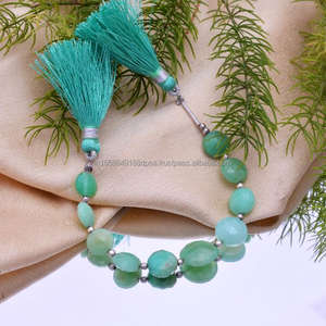 Perles de pierres précieuses naturelles de chrysoprase en forme de pièce de monnaie à facettes élégantes brins verts à forte demande pour la belle fabrication de bijoux - Product Image 4