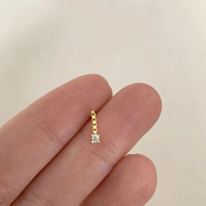 Single 925 Sterling Silver 18K Gold Plated Mini Starburst Chain Zircon Threaded Flat Back Minimalist <b>Cartilage</b> <b>Stud</b> Earring for - Product Image 4