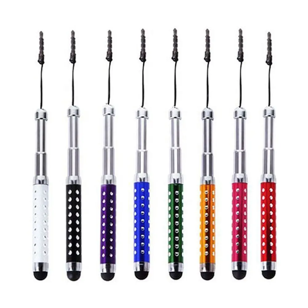 Metal Retractable Three Links Capacitive Diamond Touch Screen Stylus Pen Extendable Touch Pencil For Smart Phone Tablet