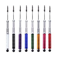 Metalen Intrekbare Drie Links Capacitieve Diamond Touch Screen Stylus Pen Uitschuifbare Touch Potlood Voor Smart Telefoon Tablet