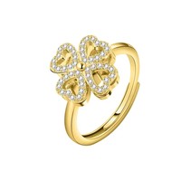Bague anti-stress rotative ajustable en argent sterling 925 plaqué or 18 carats pour femme