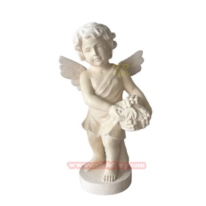 Extérieur Hôtel Villa Jardin Paysage Décoration Marbre <span class=keywords><strong>Petit</strong></span> Ange Garçon Statue Design Pierre Art Sculpture - Product Image 6