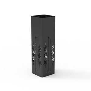 Modern Black Metal Floor <b>Vase</b> with Floral Cut-Out Design Luxury Decorative <b>Vase</b> Customizable Premium - Product Image 1