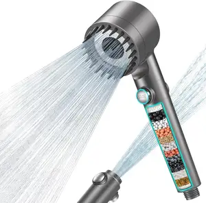 Bathroom Rain Shower Head Waterfall Shower Head 3 Mode Spray Settings High Pressure Powerful Handheld Filter Shower Head