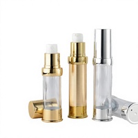 Flacon pompe airless vide pour sérum cosmétique et crème contour des yeux, 5ml 10ml, doré argenté, avec bouchon à vis