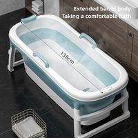 Portable 138X62X52cm Adulte Baignoire Pliante Grand Épaissir Autonome Bleu Sauna Baril Durable En Plastique Couvercle Outil Moderne Villa