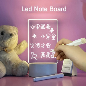 Lámpara LED acrílica en blanco, luz de noche de madera, tablero de mensajes luminoso con bolígrafo para niños, regalo de Navidad - Product Image 2