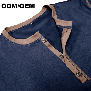 Tùy chỉnh-thực hiện Châu Âu người đàn ông mỹ của dệt kim T-Shirts cộc tay màu bị chặn Áo sơ mi Henry với vòng cổ dựa trên mẫu - Product Image 3