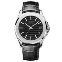 AGELOCER Original Baikal Montre pour Hommes Grand Calendrier Business Date Acier Inoxydable 316L Cuir Automatique Mécanique Avec Boîte