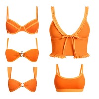 Maillot de bain femme personnalisé en matériaux recyclés, avec logo métallique cousu, coussinets, crochets réglables, bordure contrastante et double doublure