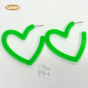 Yachen Bán Chạy Nhất Trái Tim Neon Màu Acrylic Bông Tai Cho Phụ Nữ Retro Đầy Màu Sắc Hoop Bông Tai Mặt Dây Chuyền Cho Nhảy Múa Bên Phụ Kiện - Product Image 3