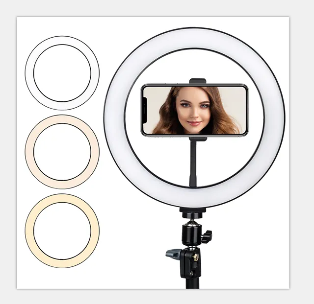 Makeup 10 Inch Ring Light With Desktop Tripod Live Video Circular Ceiling Photography Led Selfie Ring Light With Usb Phone Clip