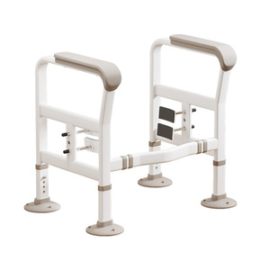 Barre d'appui pour toilettes en alliage d'aluminium antidérapante pour personnes âgées, aide à la sécurité dans la salle de bain avec barre avant coudée dissimulée - Product Image 3