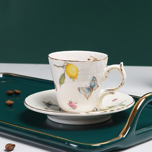 Vibrant Yellow Lemon Pattern Ceramic Small Coffee <b>Cup</b> and Saucer Beautiful Tea <b>Cups</b> & Saucers - Product Image 3