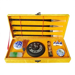 Set Profesional de Caligrafía China - 4 Plumas de Caligrafía de Pelo Mixto, Tinta en Barra, Sello, Elegante Caja de Regalo Brocada, Arte Sumi-e - Product Image 5