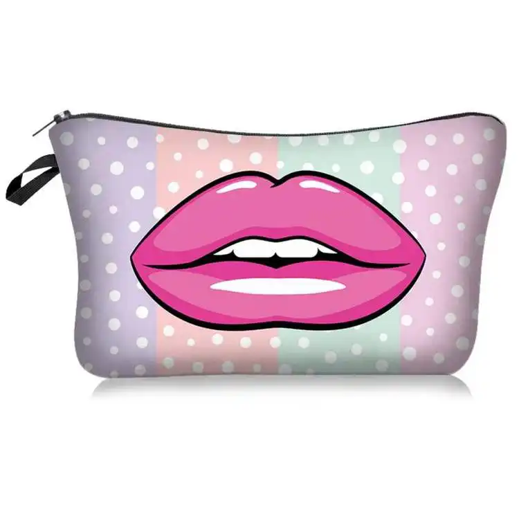 Amazon Explosive Sexy Lips Print European and American Cosmetic Bag Fashion Makeup Bag For Women