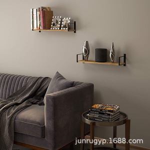 Wooden Floating Wall <b>Shelf</b> Retro Color Rectangle Wall Mounted Type Durable Storage <b>Rack</b> For Bathroom Kitchen Living Room - Product Image 4