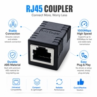 Acoplador RJ45, Conector de Cable de Red Cat5e Cat6, Extensor Ethernet Recto, Acoplador LAN Hembra a Hembra