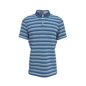 Kaus polo golf motif garis-garis kustom pria, kaus olahraga cepat kering kualitas bagus