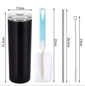 Double Wall Straight Stainless Steel Thermos <b>Flask</b> Skinny Tumbler Cups Sublimation 20 Oz Thermal Coffee Cup With Straw - Product Image 5