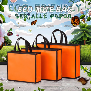 ถุงผ้าสปันบอนด์แบบไม่ทอ รีไซเคิลได้ เป็นมิตรกับสิ่งแวดล้อม ยี่ห้อ Ruicheng พร้อมหูหิ้วแบบซีลร้อน พิมพ์กราเวียร์ ขนาด 35x45 ซม. ใช้ซ้ำได้ - Product Image 2