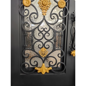 Portes d'entrée pour maisons porte décorative extérieure de sécurité en acier personnalisée en métal porte à ossature métallique avec fenêtre à double vitrage - Product Image 6