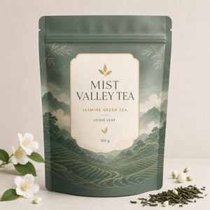Sachet d'emballage de thé imprimé sur mesure, refermable avec fermeture éclair, pochette autoportante pour thé aux herbes et thé en vrac - Product Image 5