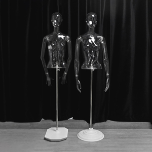 Mannequin de Torse Féminin Personnalisé Transparent avec Base Métallique, <span class=keywords><strong>Buste</strong></span> en Plastique Clair pour Présentation - Product Image 4
