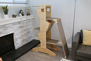Meuble pour animaux de compagnie en bois personnalisé, tour d'escalade pour chat, maison à gratter, fabriqué par le fabricant - Product Image 4