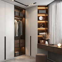 Armoire de chambre moderne et minimaliste, dressing modulaire sur mesure, porte en bois massif, système d'éclairage LED, portable, grande capacité