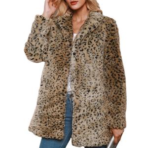 Giacca autunno e inverno alla moda con collo di mezza lunghezza giacca in pelliccia sintetica giacca con stampa leopardata - Product Image 1