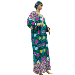 เดรส<span class=keywords><strong>คา</strong></span>ลามาทรงหลวมของผู้หญิง,เสื้อคลุมมุสลิมผ้าฝ้ายแฟชั่นสไตล์ยุโรปอบายามีผ้าพันคอยาวพิมพ์ลายดาชิกิ - Product Image 3