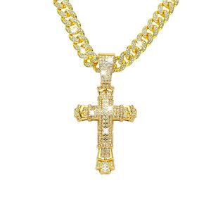 Collar de cadena de diamantes Hip Hop brillante chapado en oro y <span class=keywords><strong>Cuba</strong></span> de plata estilo Miami para hombre Iced Out - Product Image 1