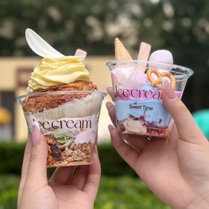 Copos de Sobremesa Descartáveis Ecológicos de Plástico <span class=keywords><strong>PET</strong></span>/PLA com Tampas, Tigelas de Sorvete em Vários Tamanhos para Sundae, Iogurte Congelado e Parfaits - Product Image 6