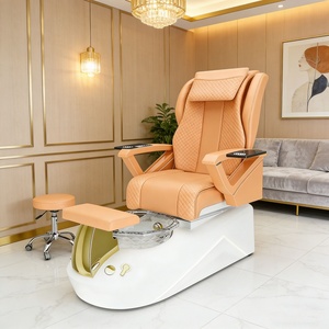 Fauteuil de pédicure de luxe avec siège inclinable et baignoire sans tuyauterie, lumière LED, massage chauffant, pour usage en salon de manucure - Product Image 2