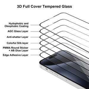Vmax 2 Pack 3D Anti Shock Clear Mobile Phone Tempered Glass <strong>Protective</strong> Film 9H for iPhone 15 14 13 Pro Max - Product Image 6