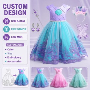 Vestido <span class=keywords><strong>de</strong></span> Princesa <span class=keywords><strong>de</strong></span> la Sirenita Personalizado OEM ODM, Disfraz <span class=keywords><strong>de</strong></span> Cosplay para Niñas, Color y Talla Personalizados, Bordado - Product Image 1