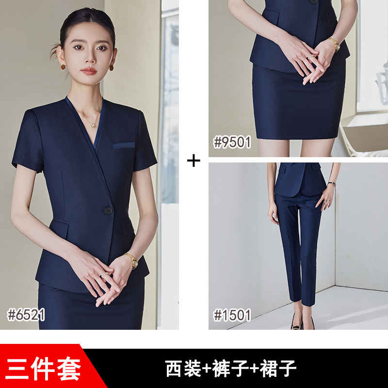 Dark blue suit pants and skirt