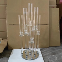 GJ-CH1-16 Vente en gros d'usine, chandeliers à 5 bras en cristal, porte-bougie transparent, 40 pouces pour proposition de mariage