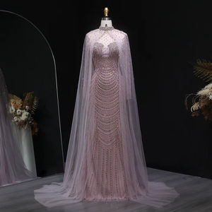 Abito da Sera di Lusso a Sirena Color Champagne con Mantella Elegante Abito da Ballo per Feste Arabe da Donna Lsz165 - Product Image 2