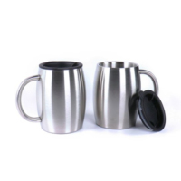XACIOA Chopes à bière en acier inoxydable 304 avec couvercle, double paroi isolée sous vide, 350 ml/12 oz, écologiques, antidérapantes, anti-déversement, sans BPA