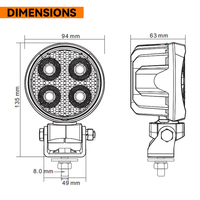 Projecteur LED 4 pouces à faisceau large IP69K 12V 24V, éclairage de travail auxiliaire tout-terrain, éclairage de fossé pour 4x4, camion, VTT, UTV, SUV
